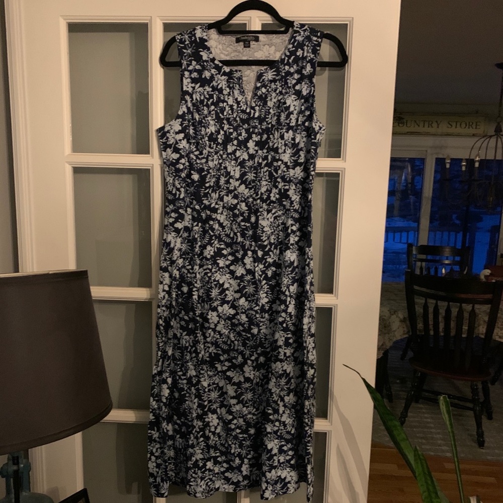 Chadwicks dark blue and white floral dress